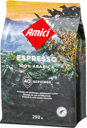 Amici Servings - Espresso - 40 E.S.E. Pads (Beutel)